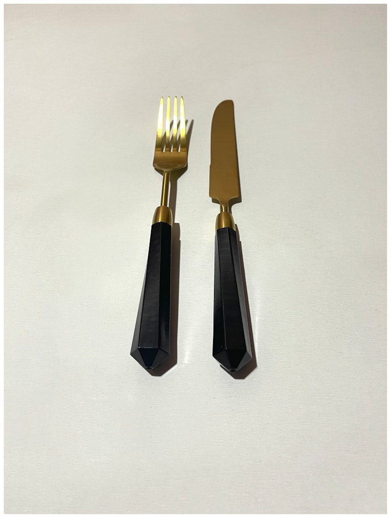 Столовые приборы Призм черно-золотые, сет 4 предмета