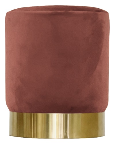 Пуф Цилиндр Золотой обод, терракотовый велюр