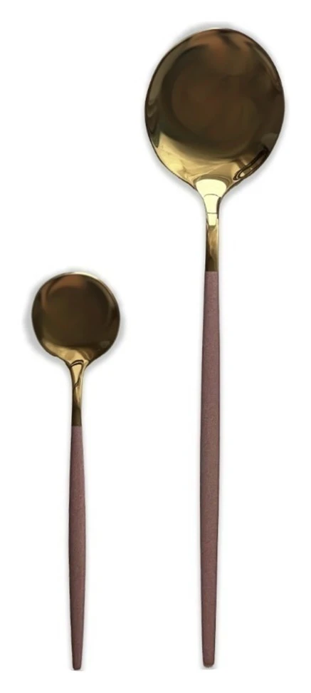 Столовая и десертная ложки, розово-золотые