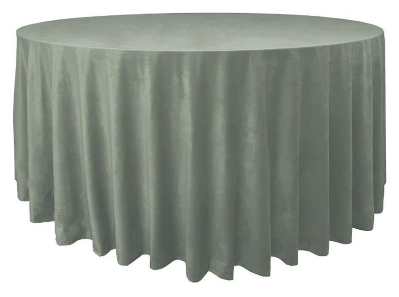 Скатерть велюр, круглая, шалфей