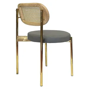Стул Модерн Золото, Натуральный ротанг + База серый (ЭКО-КОЖА) - Фото 4