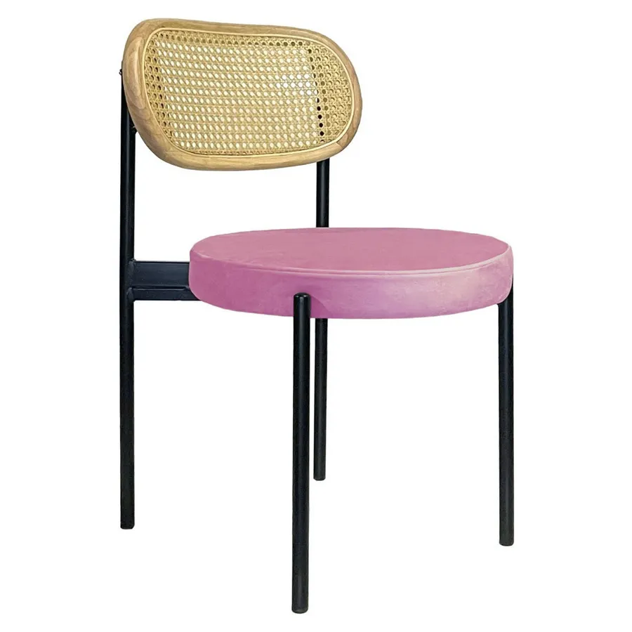 Стул Модерн Черный, Натуральный ротанг + Куколка - Фото миниатюра 1