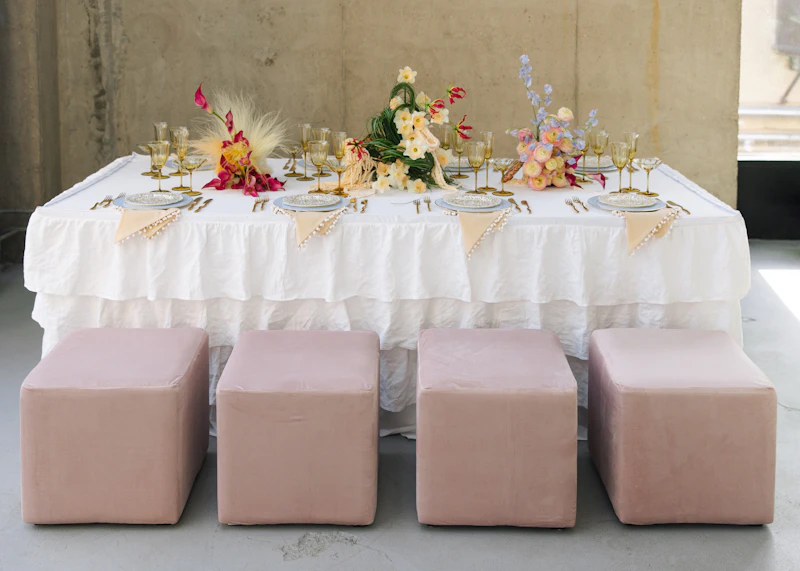 Пуф квадратный Точка, велюр, Лайт Пинк