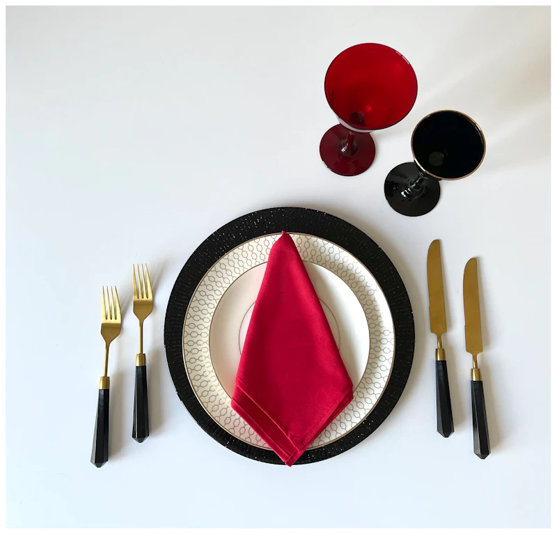 Салфетка из смесового льна, Плюмерия красный турмалин