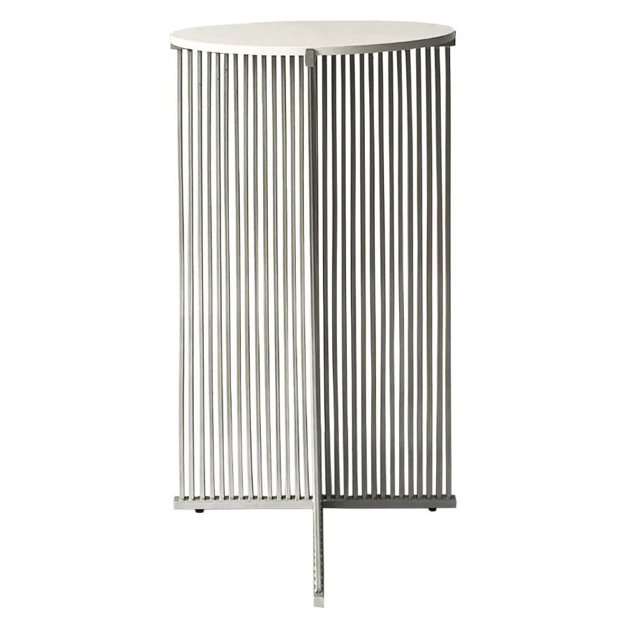 Коктейльный стол Шреддер Серебро с круглой столешницей c белой столешницей - Фото миниатюра 2