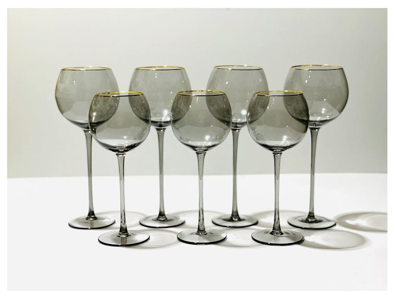 Сет бокалов Сирен дымчатых с золотой каймой