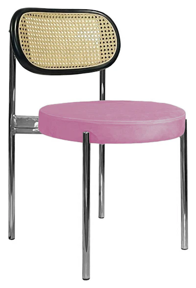 Стул Модерн Серебро, Ротанг в черной раме + Куколка