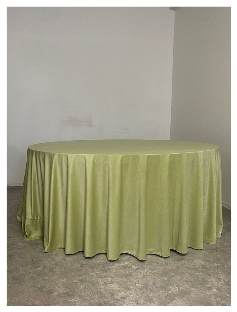 Скатерть велюр, круглая, весенняя зелень