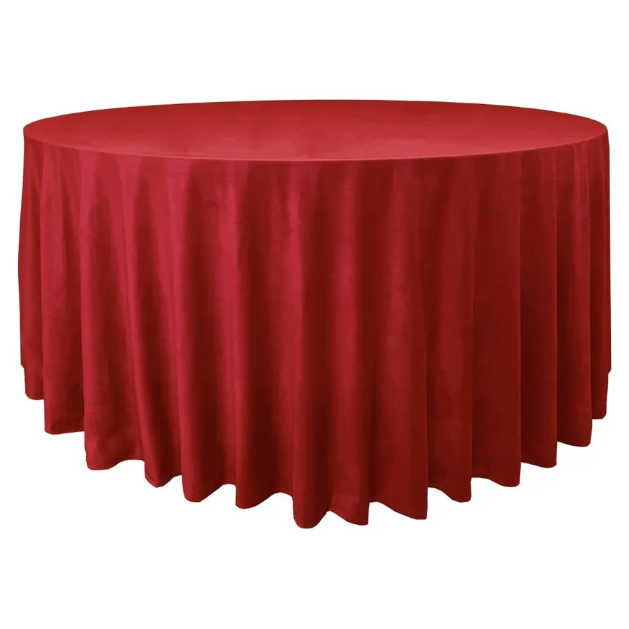 Скатерть велюр, круглая, красная - Фото миниатюра 1