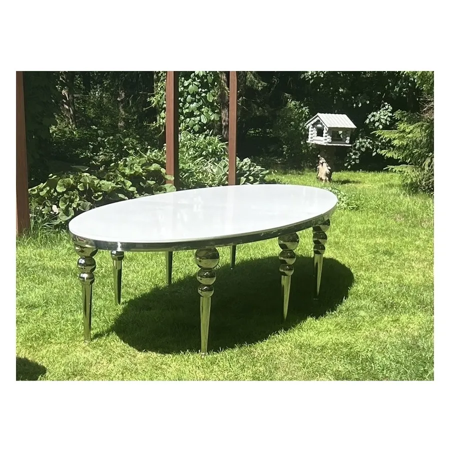 Стол Овал Серебро-400 (белый глянцевый МДФ) - Фото миниатюра 4