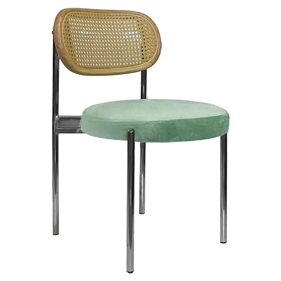 Стул Модерн Серебро, Натуральный ротанг + Мятный - Фото миниатюра 1