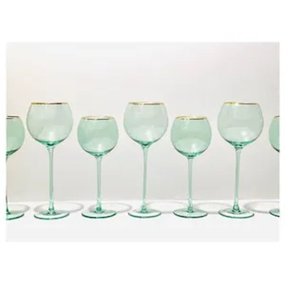 Бокал Сирен Л эвкалиптовый с золотой каймой - изображение 3