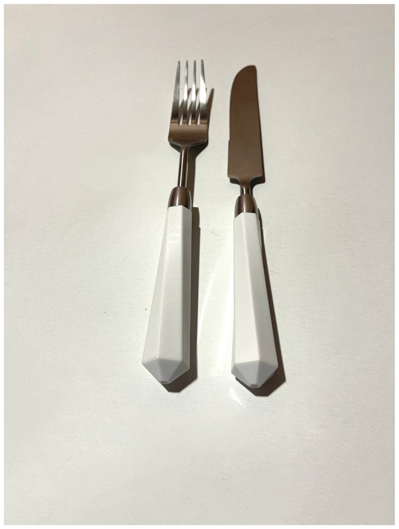 Столовые приборы Призм бело-серебряные, сет 4 предмета