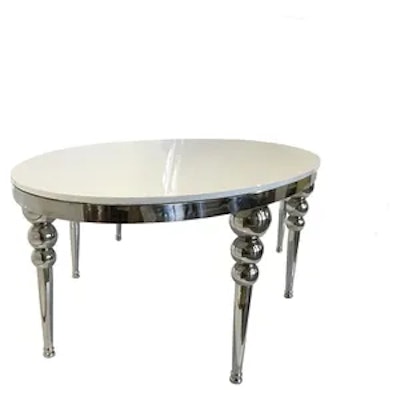 Стол Овал Серебро-400 (белый глянцевый МДФ) - изображение 3