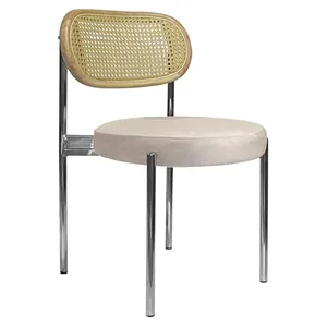 Стул Модерн Серебро, Натуральный ротанг + Кремовый бисквит
