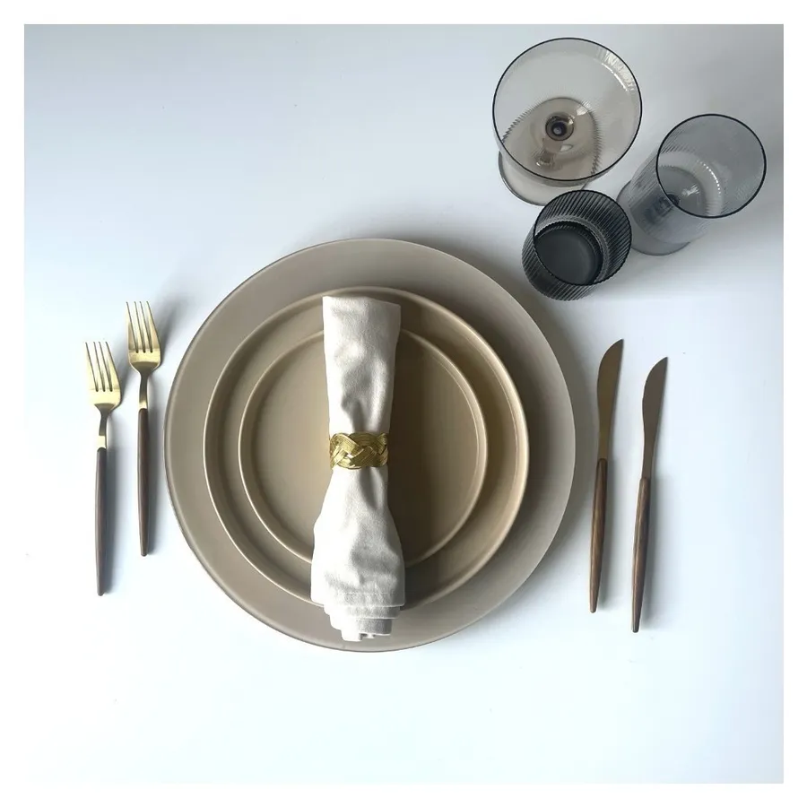 Сет тарелок Акцент Беж С и М - Фото миниатюра 2