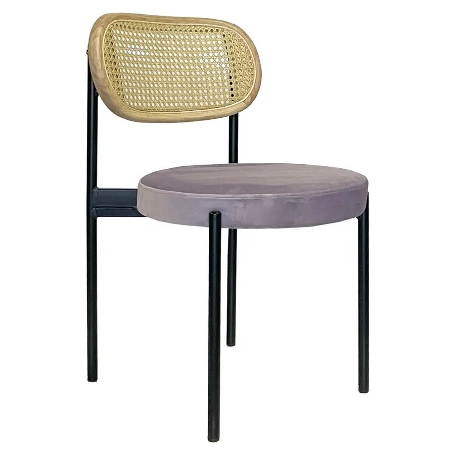 Стул Модерн Черный, Натуральный ротанг + Нежная орхидея - Фото миниатюра 1