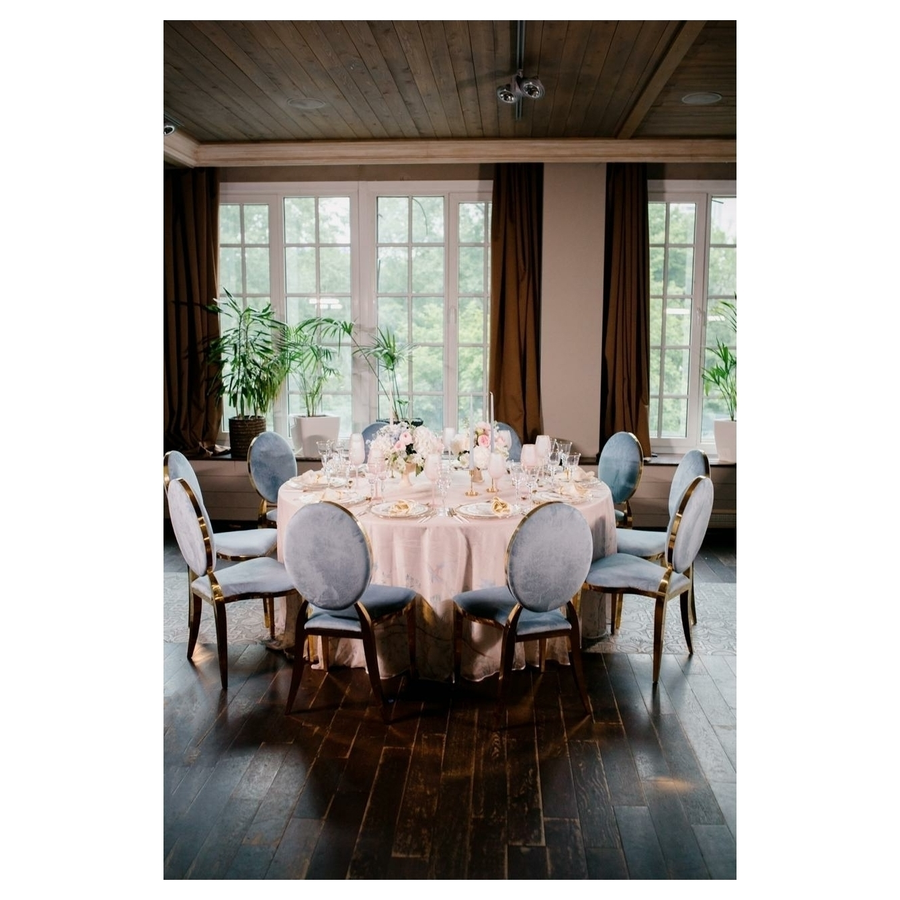 Стул Вашингтон Золото, велюр серо-голубой - Фото миниатюра 2