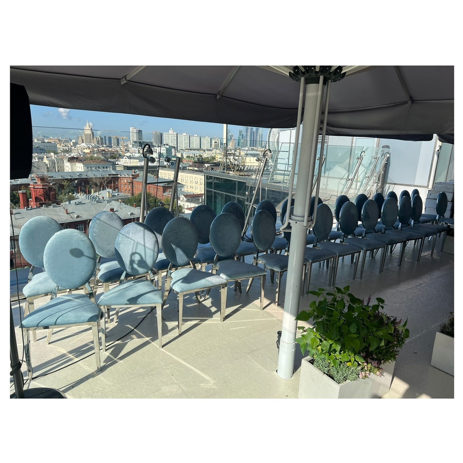 Стул Вашингтон Золото, велюр серо-голубой - Фото миниатюра 5