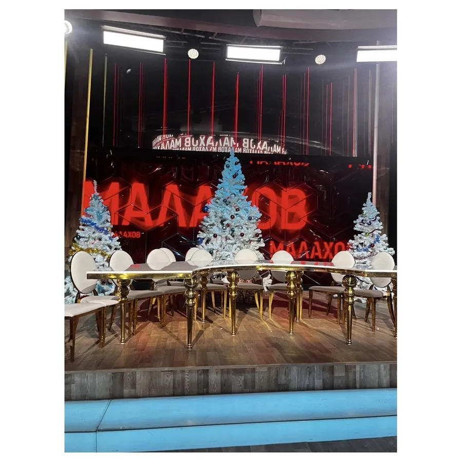 Стол-змейка-80, золотой, столешница белый МДФ, 1 модуль - Фото миниатюра 6