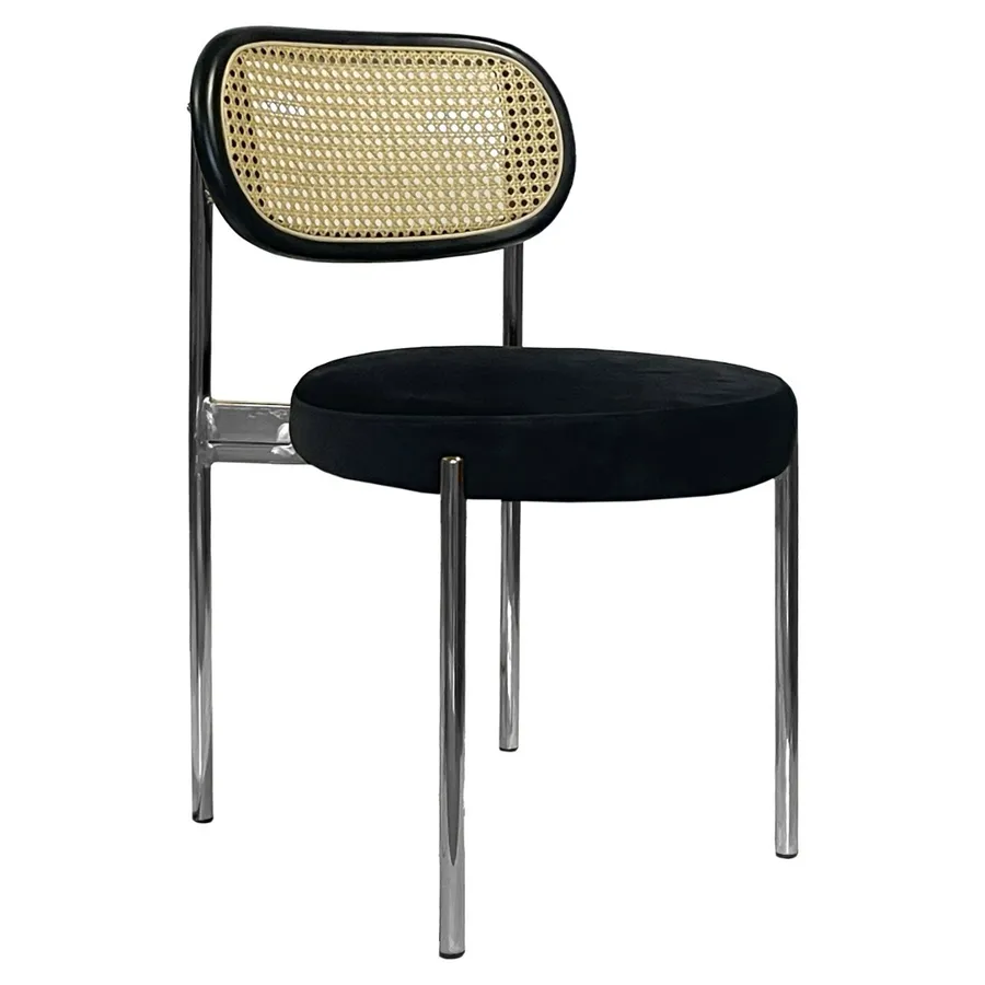 Стул Модерн Серебро, Ротанг в черной раме + Черная ночь - Фото миниатюра 1