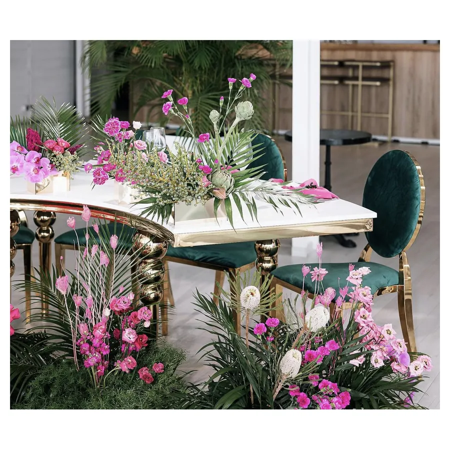 Стол-змейка-80, золотой, столешница белый МДФ, 1 модуль - Фото миниатюра 4