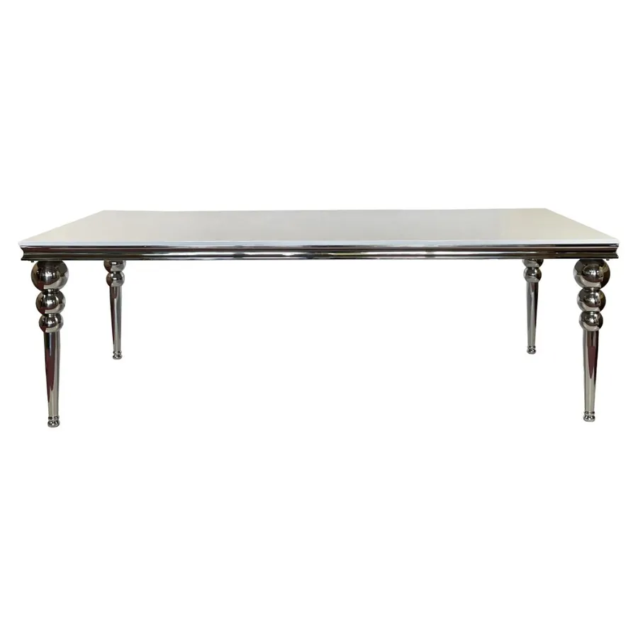 Прямоугольный стол Ректангл Серебро-240, белая столешница - Фото миниатюра 1