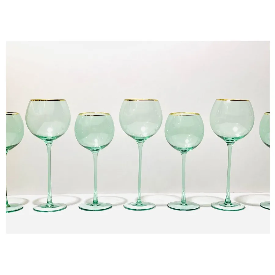 Бокал Сирен Л эвкалиптовый с золотой каймой - Фото миниатюра 3