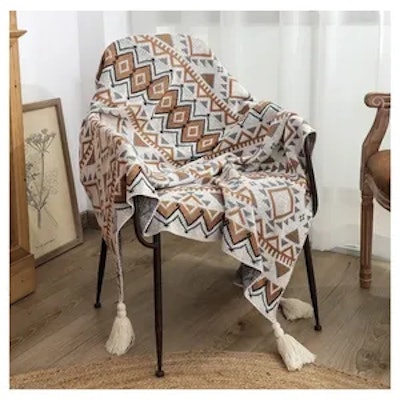 Покрывало декоративное Бохо Коричнево-Бежевое - изображение 3