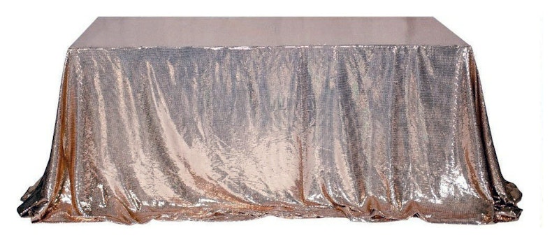 Скатерть с пайетками, прямоугльная, розовое золото