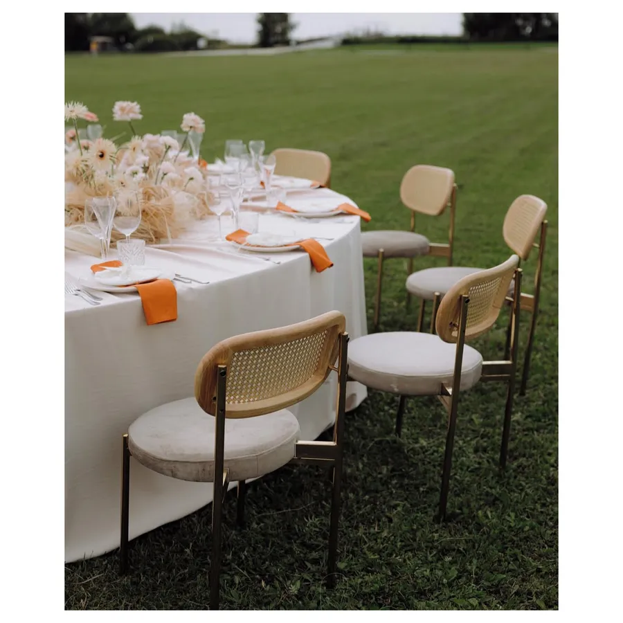 Стул Модерн Золото, Натуральный ротанг + Кремовый бисквит - Фото миниатюра 2