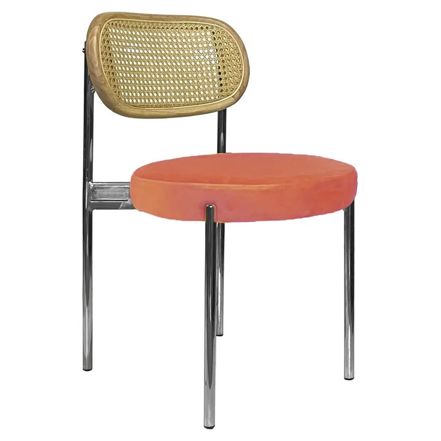 Стул Модерн Серебро, Натуральный ротанг + Игривый Персик - Фото миниатюра 1