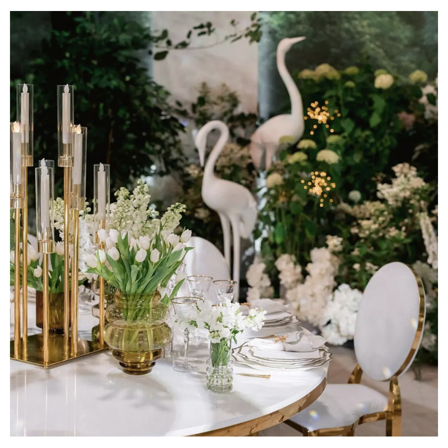 Канделябр золотой со стеклянными колбами Виктори (10 стоек) - Фото миниатюра 6