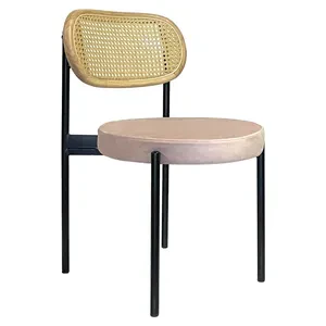 Стул Модерн Черный, Натуральный ротанг + Розовый кварц - Фото 1