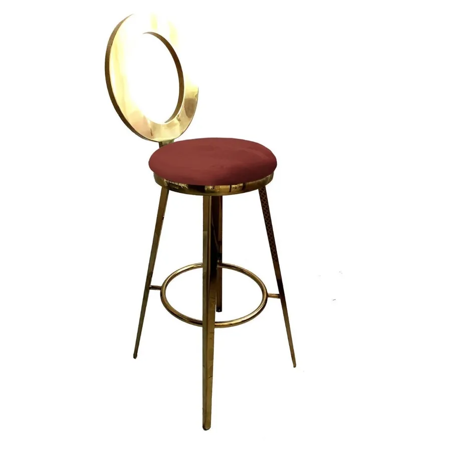 Стул барный велюр, терракотовый - Фото миниатюра 1