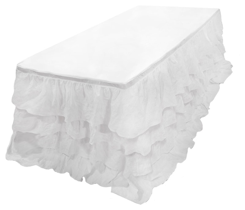 Скатерть из хлопка рюшами, прямоугольная белая