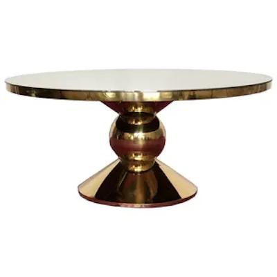 Круглый стол Идол, золотой (белая столешница)