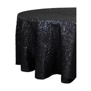 Скатерть с пайетками, круглая, черная - Фото 3