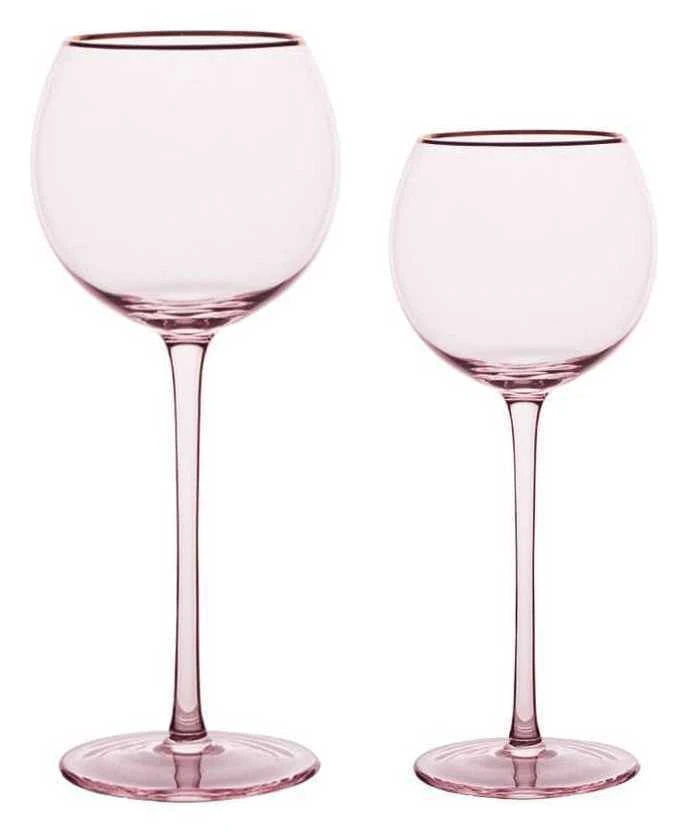 Сет бокалов Сирен пудрово-розовых с золотой каймой