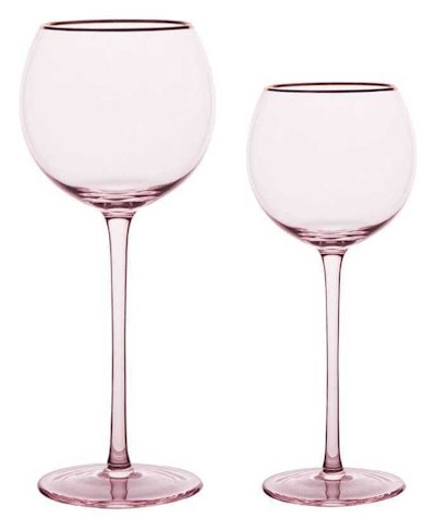 Сет бокалов Сирен пудрово-розовых с золотой каймой