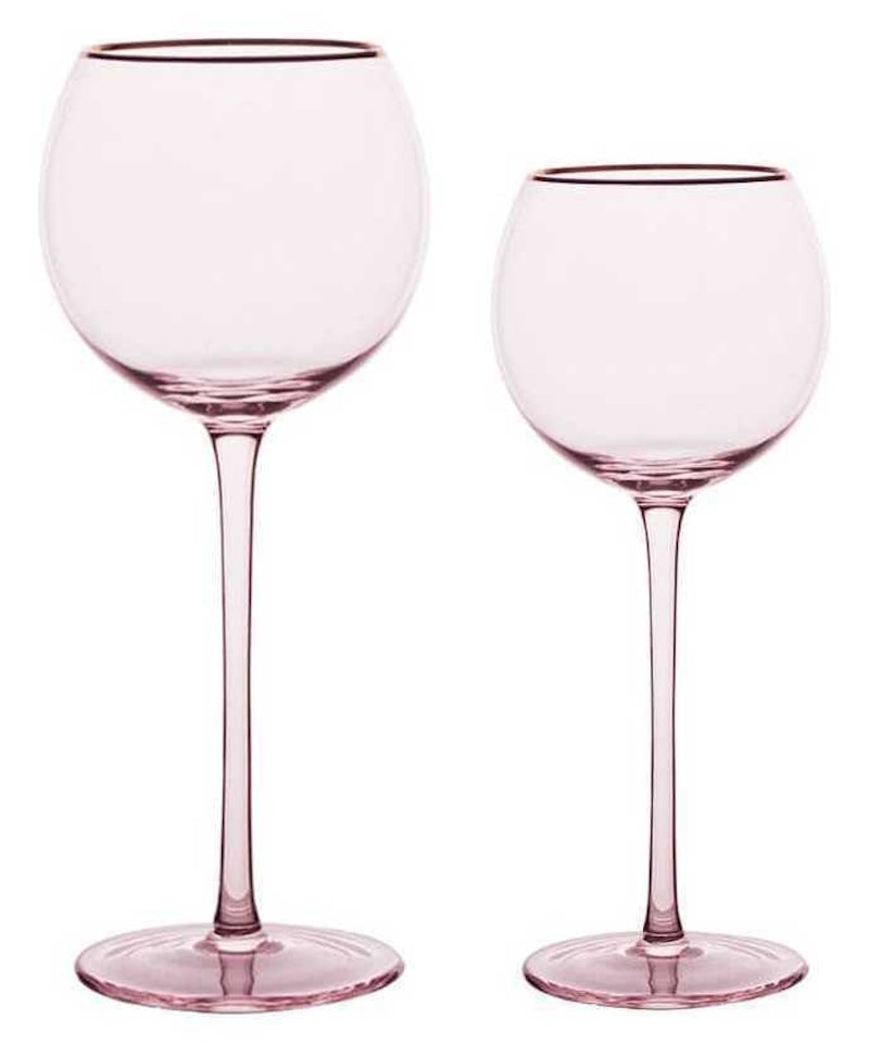 Сет бокалов Сирен пудрово-розовых с золотой каймой