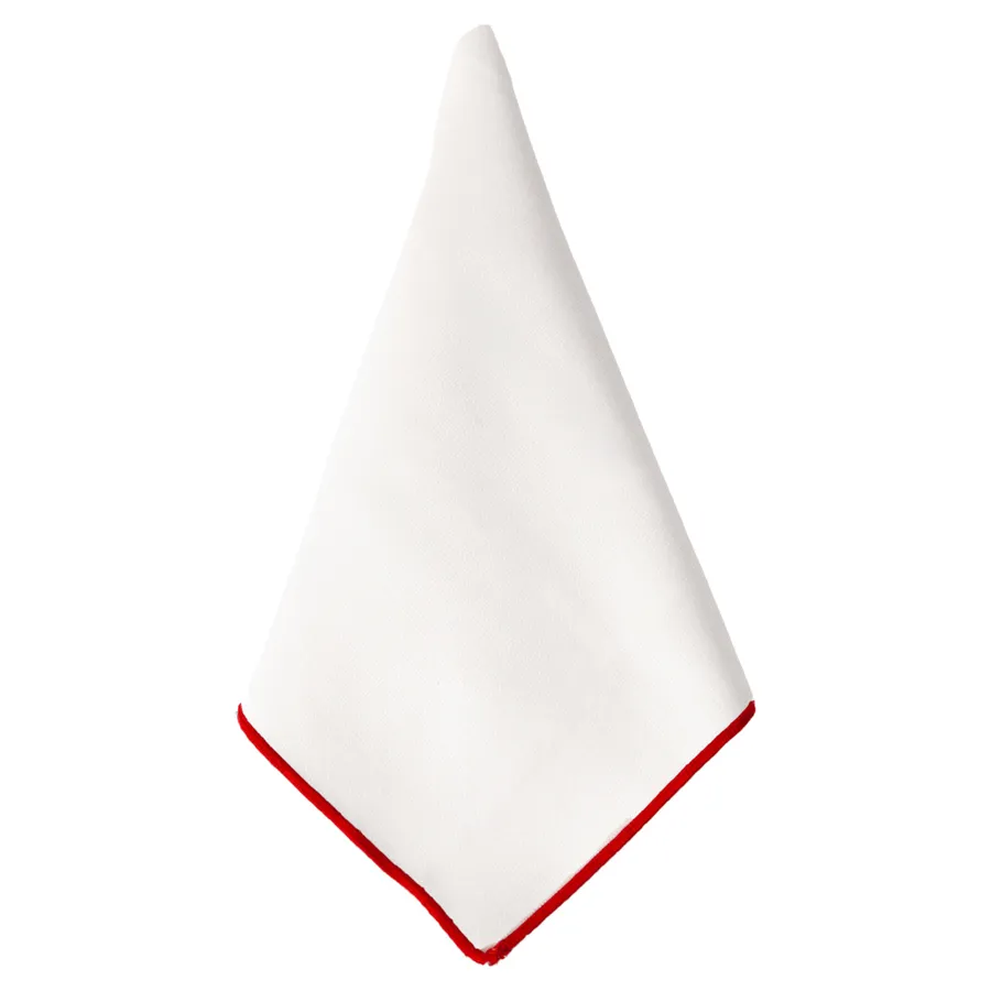 Салфетка белая с красным кантом - Фото миниатюра 1