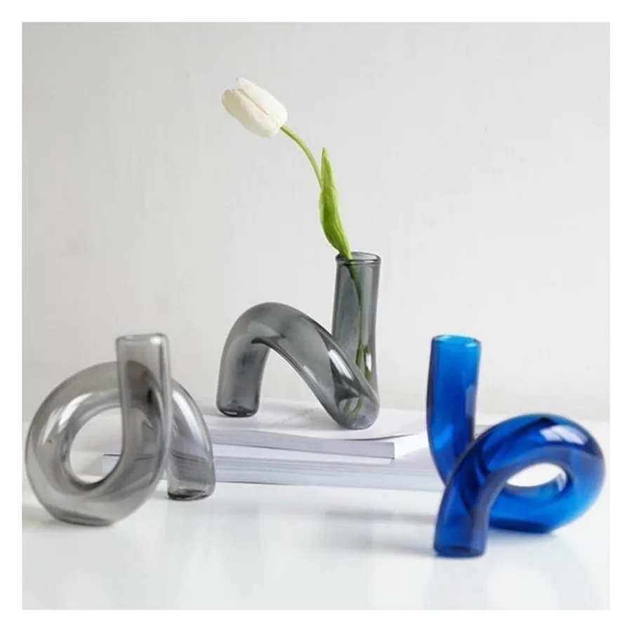 Стеклянная вазочка Пайпер дымчатая - Фото миниатюра 2