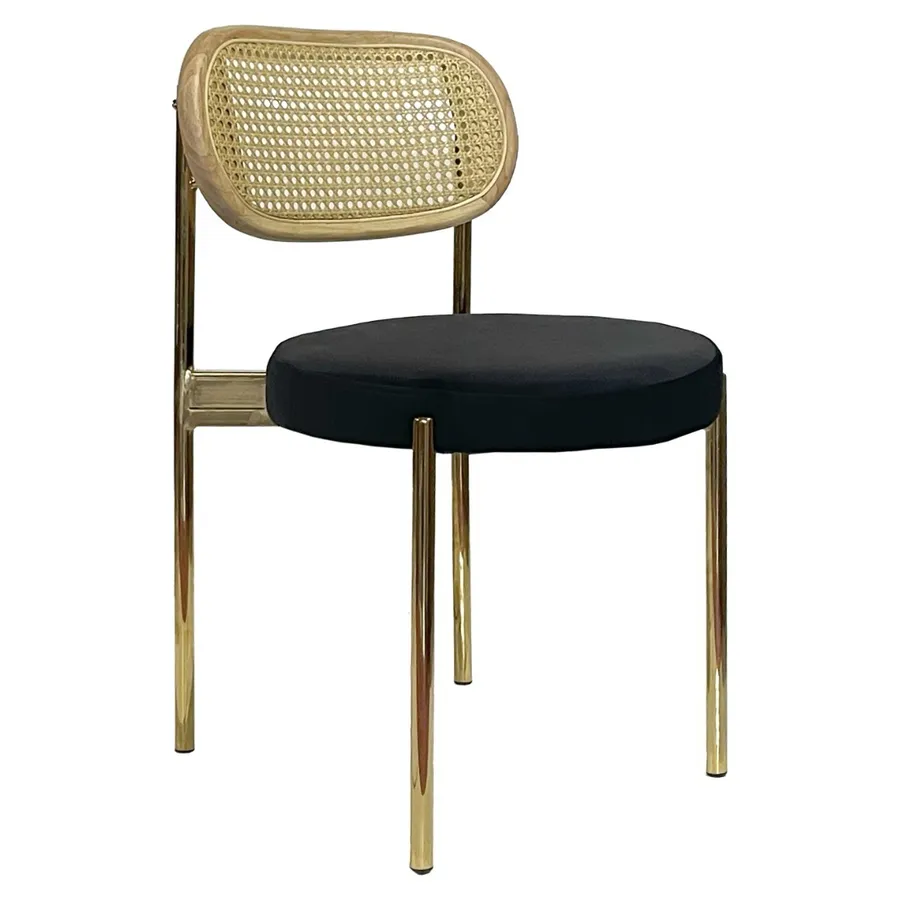 Стул Модерн Золото, Натуральный ротанг + Черная ночь - Фото миниатюра 1