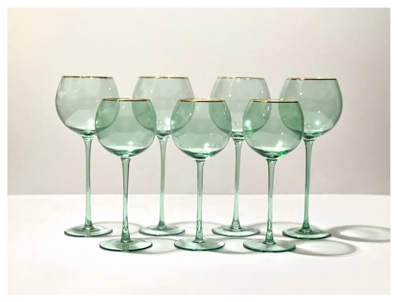 Бокал Сирен Л эвкалиптовый с золотой каймой