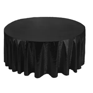 Скатерть с пайетками, круглая, черная - Фото 1