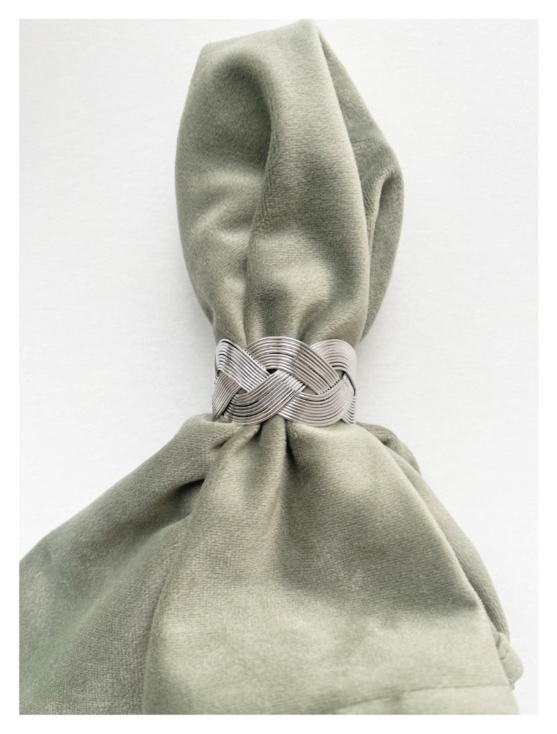 Кольцо для салфетки Косичка Серебро