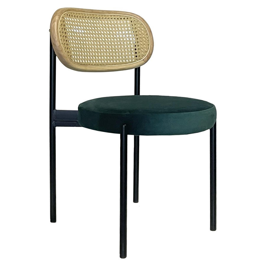 Стул Модерн Черный, Натуральный ротанг + Изумрудный - Фото миниатюра 1