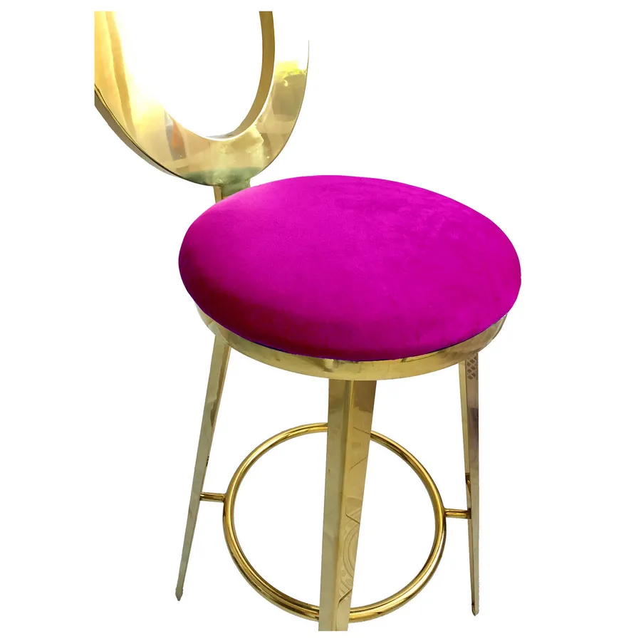 Стул барный велюр, фуксия - Фото миниатюра 2
