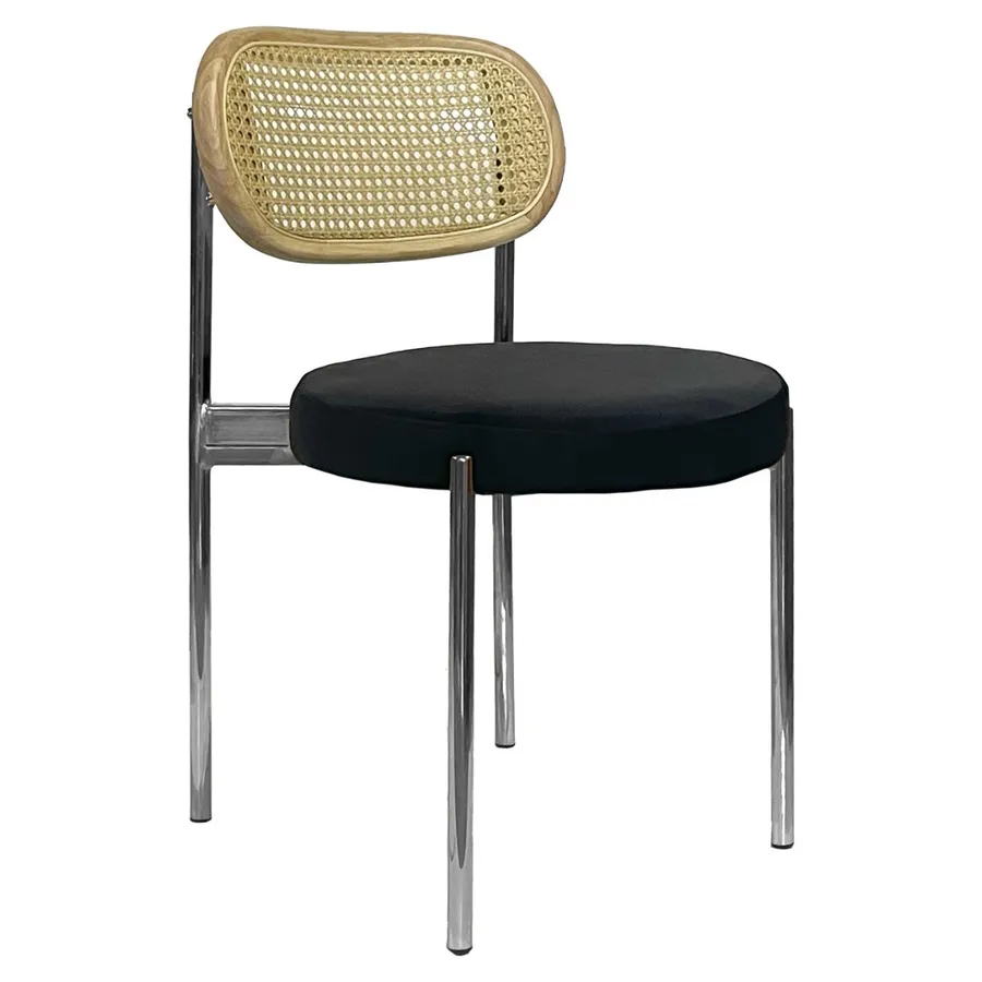 Стул Модерн Серебро, Натуральный ротанг + Черная ночь - Фото миниатюра 1